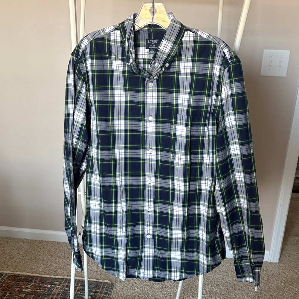 J. Crew Black and Green Plaid Casual Shirt